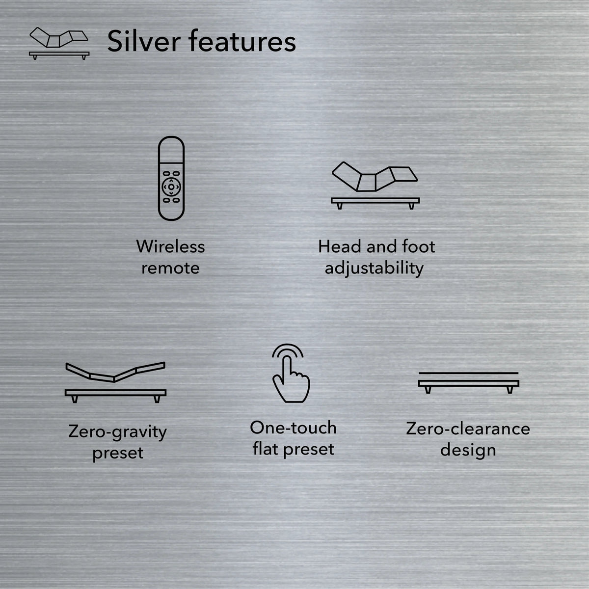 Silver features of a recliner on a metallic background