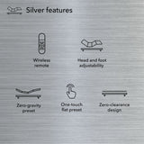 Silver features of a recliner on a metallic background